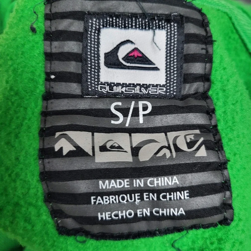 VINTAGE Quiksilver Men Hoodie S‎ Green Logo Embroidery Grunge Surf Skater Y2K